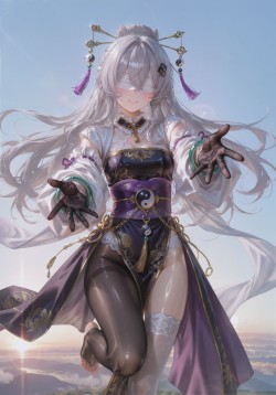 可爱萌 蒙眼 唯美插画 二次元女孩 同人图鉴 蕾丝
