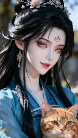 幽兰知我心。古风美女高清图片小姐姐AI创作图片