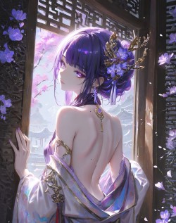 #ai绘画#原神刻晴、甘雨、申鹤、雷电将军、纳西妲#古风壁纸#二次元壁纸