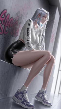 申鹤 韩漫画风 侧颜超美 二次元游戏原神美女 御姐