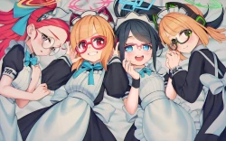 卡哇伊长发女仆粉眼马尾双胞胎 