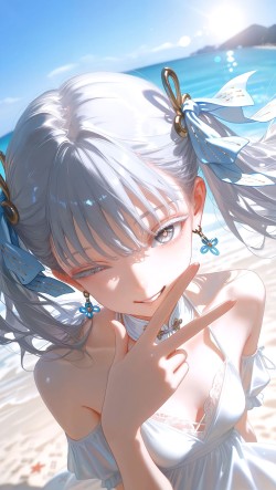 开始热起来了，一起的去海边玩吧 鸣潮 卡提希娅 今汐 尤诺 珂莱塔