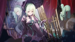 明日方舟 捆绑 兔女郎 项圈 跨次元 玩偶 连衣裙 手套 哥特萝莉 绿发 头饰 长发 面具 倒影 丝带 过膝袜