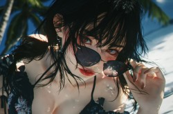 泳装御姐 电脑壁纸 电影质感 滤镜调色 3D角色 比基尼美女