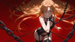 亚丝娜壁纸，黑色蕾丝吊带丝袜情趣穿搭的亚丝娜壁纸图片