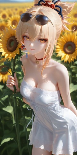 宵宫美腻了 二次元游戏原神 ai绘画 向日葵 自然