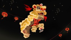 2026年舞狮马年平安福新年灯笼烟花忘忧草原创壁纸 片头素材、片尾素材