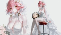 鸣潮长离 花嫁婚嫁 AI制作 纯白性感游戏电脑壁纸桌面 二次元美女图片