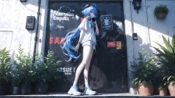 原神 甘雨 蓝发 白色短袖 夏装 高清桌面壁纸