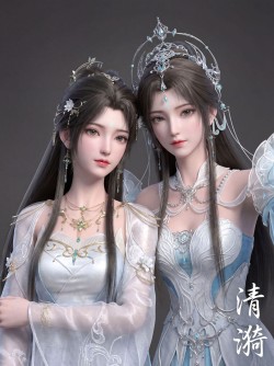 清漪 闺蜜照 双人照 完美世界动画 国漫女神 3D国产动漫美女 建模