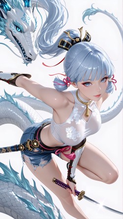 原神 与龙共舞 唐刀 国风元素 二次元 壁纸 游戏 Ai绘画