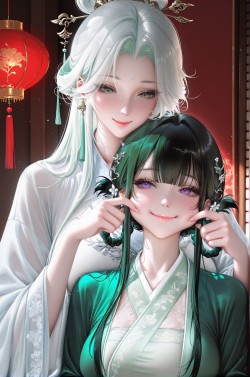 小青与白素贞古风美人。二次元捏脸俏皮可爱