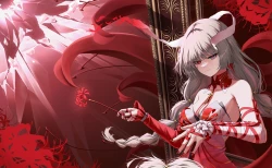 二次元游戏 鸣潮壁纸 费洛洛 连衣裙 恋人 花 红丝带