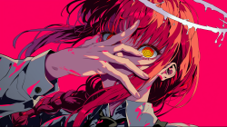 玛奇玛，动画《链锯人》人物红发玛奇玛AI美图桌面壁纸