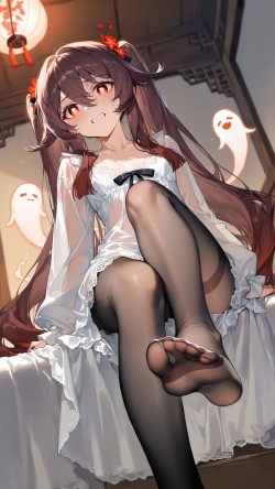 原神胡桃 二次元高清壁纸 丝袜黑丝裤袜