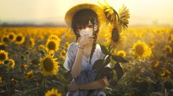 花海姑娘 向日葵 唯美好看动漫人物风景电脑壁纸