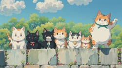 可爱七只猫咪 唯美桌面 电脑壁纸 温馨风格