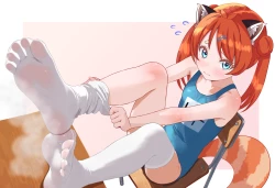 二次元少女壁纸图片 电脑桌面推荐 透视 泳装 大腿袜 焦糖 虚拟主播 双马尾