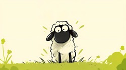 小羊肖恩 卡通羊 绿色草地 简约桌面壁纸