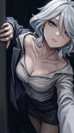 二次元游戏原神，芙宁娜和甘雨的高清手机锁频壁纸