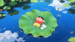 荷叶 蜡笔小新和小白 超高清 桌面壁纸