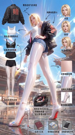 纲手 动漫火影忍者 二次元人物拆解 解析亮面白丝裤袜