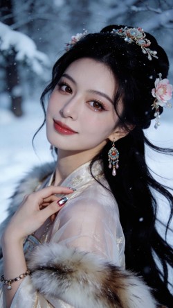 特写古风造型高清壁纸美女 AI创作