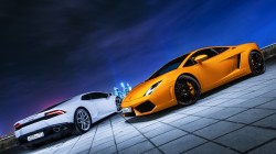 兰博基尼，盖拉多，夜晚，城市，兰博基尼桌面壁纸