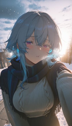 漂泊者，天冷记得加衣。逆光自拍 鸣潮 椿 菲比 ai绘图