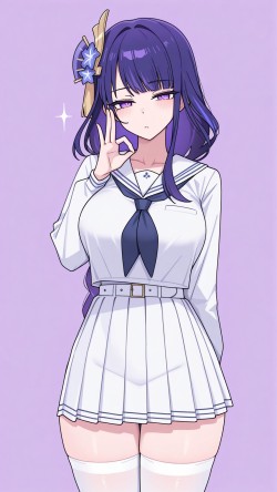 原神壁纸 雷电将军 二次元 JK 百褶裙