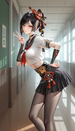 原神 千织 辣妹 校园 二次元