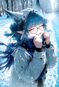 别礼真是越看越可爱啊 明日方舟终末地 别礼 二次元 冬天场景雪地 戴眼镜