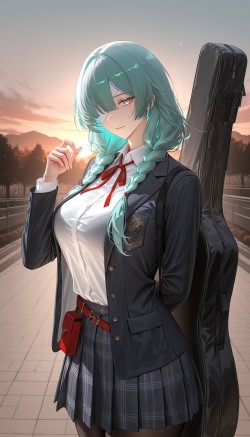 鸣潮×吉他：放学后的孤独摇滚要一起吗？二次元 芙露德莉斯 弗洛洛 尤诺