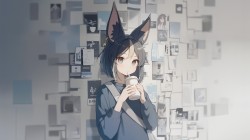 喝奶茶的小女孩 兽耳 照片墙 动漫壁纸电脑桌面