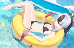 球 赤脚 比基尼 项圈 云 花朵 光环 长发 花瓣 马尾 冰棒 红眼睛 橡皮鸭 阴影 天空 泳圈 泳衣 水