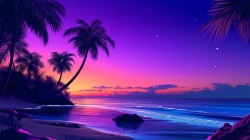 日落后美丽的海滩风景壁纸