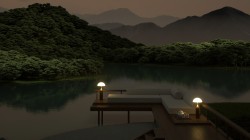 湖畔 度假 晚上 风景壁纸