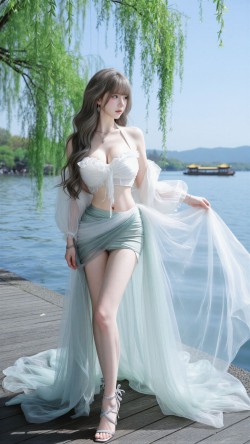 手机锁屏背景壁纸 美女图片 拍照摄影 写真 天西湖边 唯美