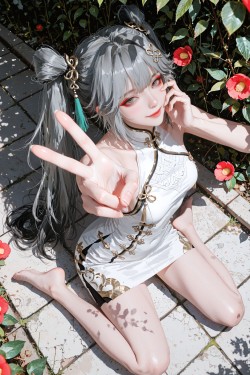 4K超高清质感美图壁纸 二次元游戏美女 同人二创 椿 鸣潮尤诺 双马尾萝莉