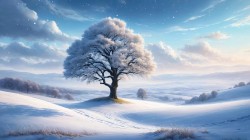 冬季树雪景唯美桌面壁纸