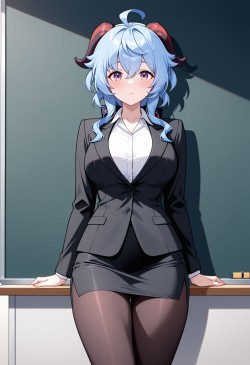 二次元开放世界游戏 原神甘雨壁纸 中筒袜黑丝袜大长腿高跟鞋