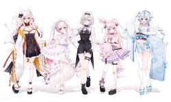 绷带 创可贴 脸红 蝴蝶结 马尾 项圈 衣领 玩偶 尖牙 吊袜带 肚脐 衬衫 短裤 裙子