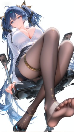 二次元手游鸣潮 角色尤诺 黑丝丝袜裤袜 大长腿