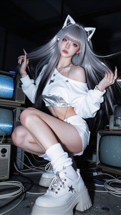 赛博Y2K风格分享 赛博朋克风格 拍照姿势 电竞美女