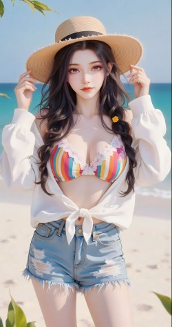 动漫国漫女神美女壁纸 沙滩 居家 时尚