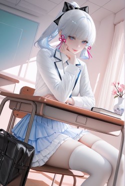 校园教室 活力少女 原神 神里绫华 刻晴 二次元