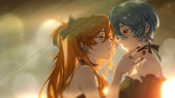 女孩 綾波丽 蓝眼睛 蓝头发 蝴蝶结 项圈 长发 橙色头发 马尾 红眼睛 短发 少女