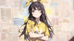 麻衣学姐报纸墙电脑壁纸