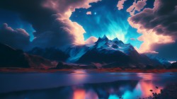 冬天 雪山 云 河流 风景壁纸