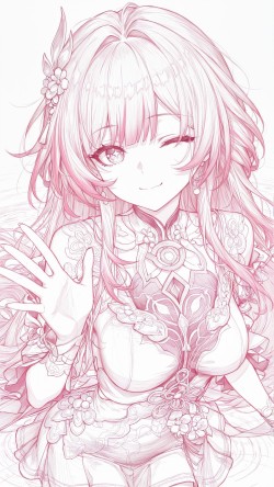 崩坏星穹铁道昔涟 清晰线稿图片 俏皮可爱女孩